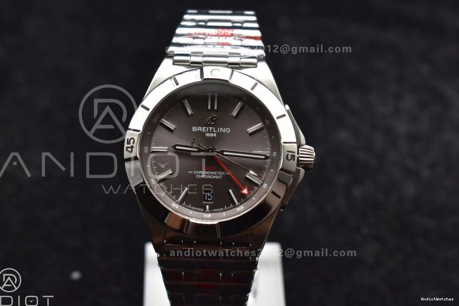 GMT Automatic BLS Chronomat on Dial 40mm Factory 1:1 Bracelet Grey Edition 529 Best A Breitling SS SoftTouch 1011